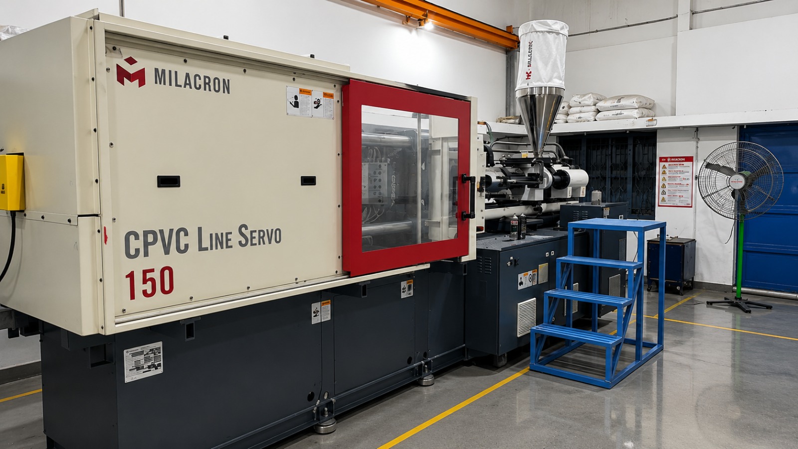CPVC injection moulding machine at the WorldFlow manufacturing facility