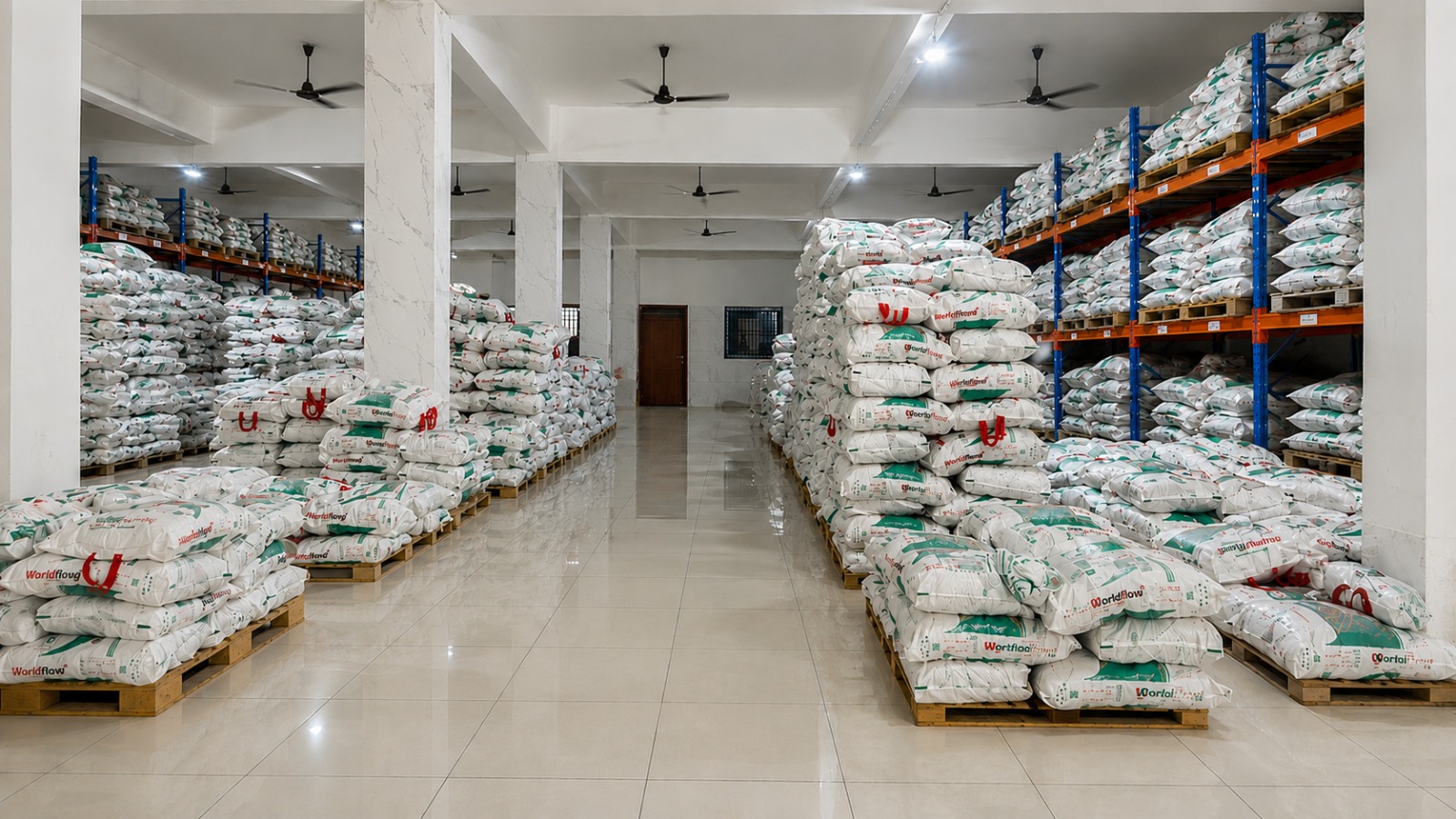 Warehouse stock at the WorldFlow facility