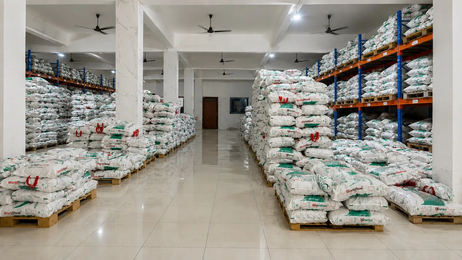 Warehouse stock at the WorldFlow facility